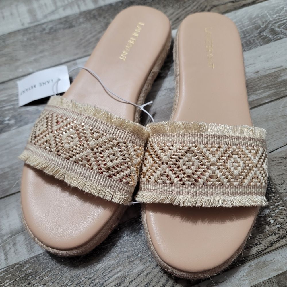 New Lane Bryant Dream Cloud Geometric Fringe Espadrille Sandals Size 8 Wide